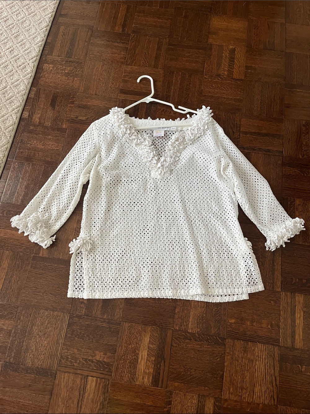 Frilly white eyelet Gretchen Scott top